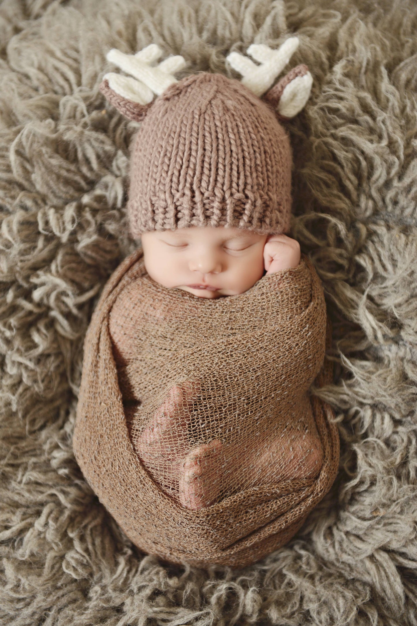 Hartley Deer Tan | Hand Knit Kids & Baby Hat: M; 2-5yrs