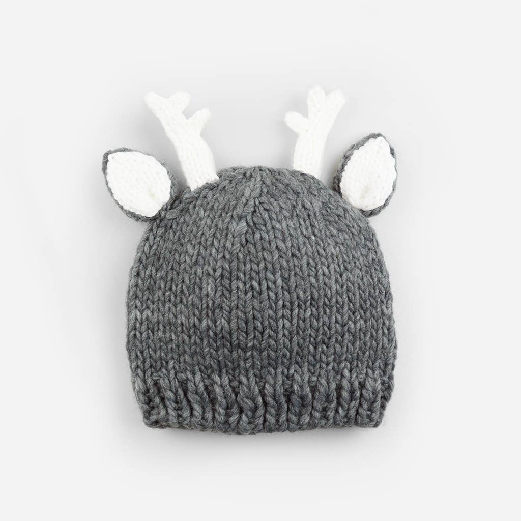 Hartley Deer Gray | Hand Knit Kids & Baby Hat