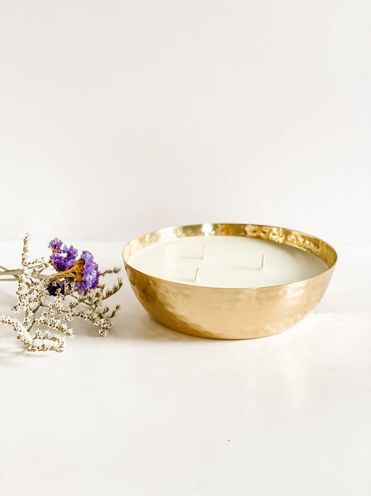 Sage Yourself Hammered Brass Bowl Candle